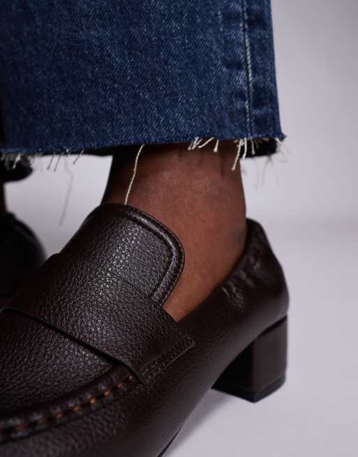 Public Desire Kelsy block heel loafers in brown, 4 of 4