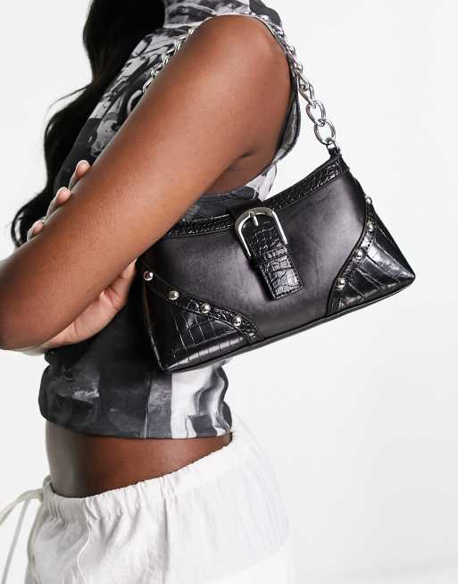 STUDDED SHOULDER BAG - Black