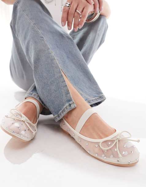 Public Desire - Kiara - Ballerine in rete crema decorate - view 1