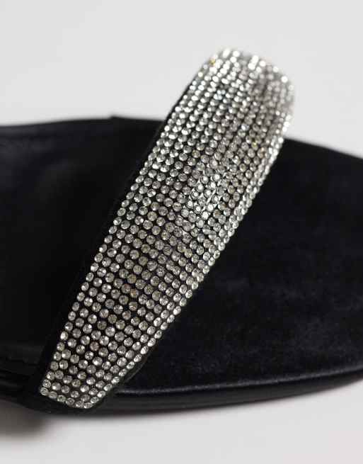 Public Desire Kirsty heeled sandals with embellishment in black and silver, 3 of 4