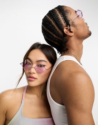 Public Desire kiss lip metallic frame sunglasses in light purple  - ASOS Price Checker