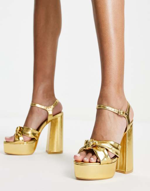 Kiss Gold Pu Platform Sandal High Heels