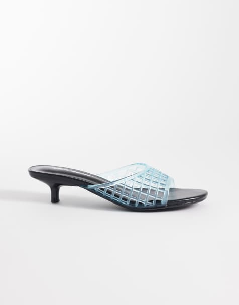 Public Desire kitten heel jelly sandals in blue - view 1