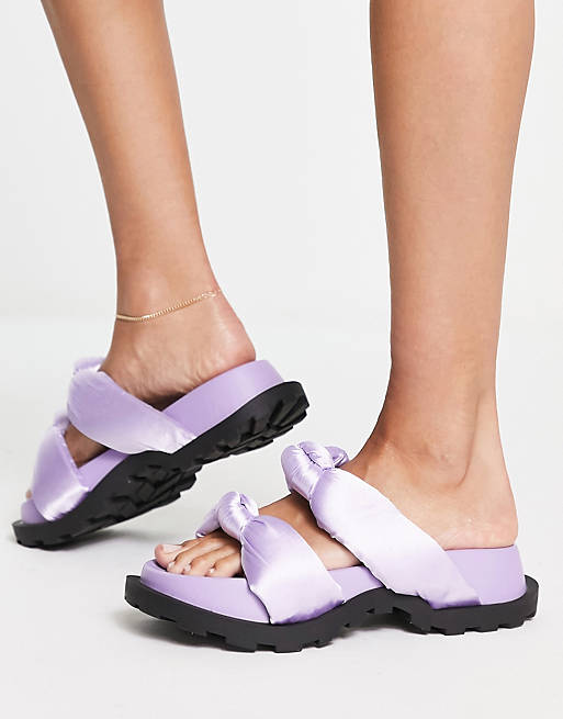 Public Desire Kiwi padded knot chunky sandals in lilac