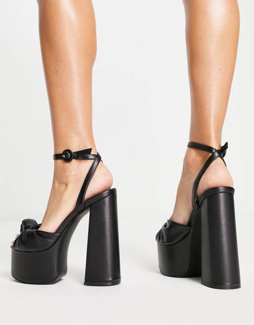 Public Desire Knot On knot front platform sandals in black