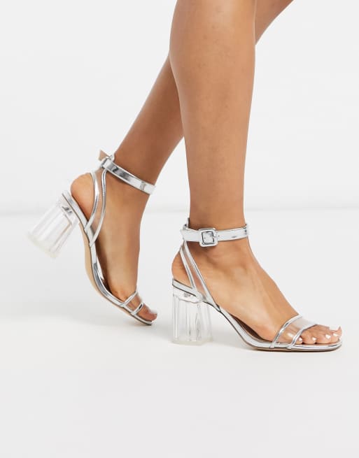 Clear heels with on sale silver