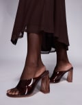 [Public Desire] Public Desire Kyoto transparent heeled mules in brown 38 BROWN