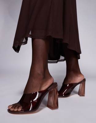 Public Desire - Kyoto - Transparente Mules in Braun mit Absatz