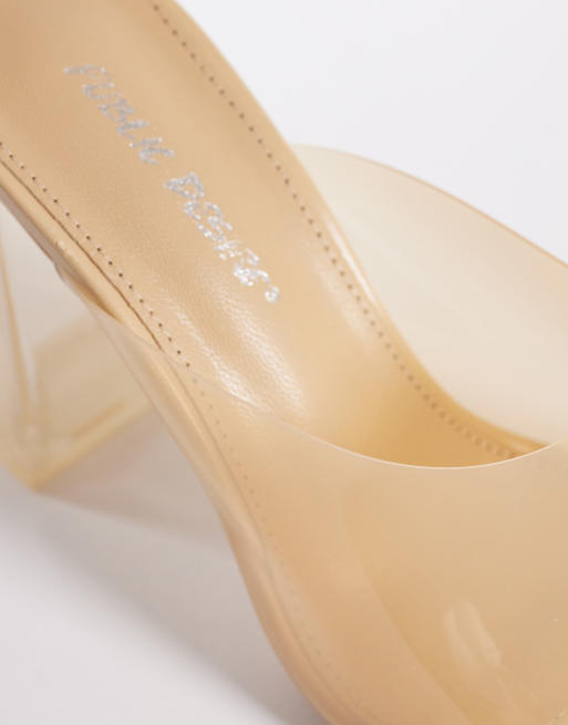 Public Desire – Kyoto – Transparente Pantoletten in neutraler Farbe mit Absatz , 3 von 4