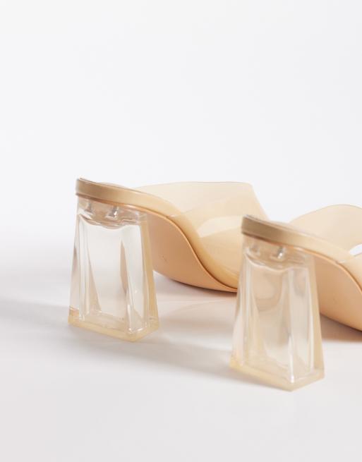 Public Desire – Kyoto – Transparente Pantoletten in neutraler Farbe mit Absatz , 4 von 4
