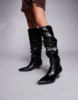 La Dolce Vita - Bottes froncées à petit talon - Noir 39