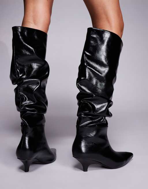 Public Desire - La Dolce Vita - Bottes froncées à petit talon - Noir, 2 de 4