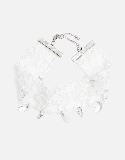Public Desire Lace choker with embellished detail in ivory, 3 of 5