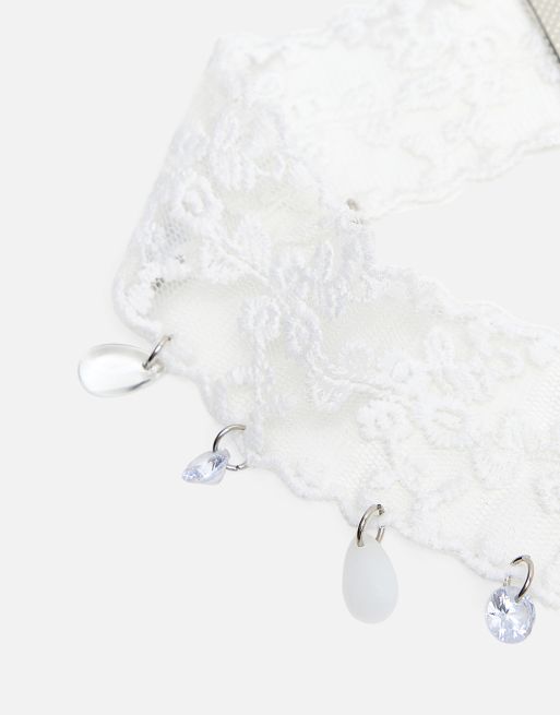 Public Desire Lace choker with embellished detail in ivory, 4 of 5