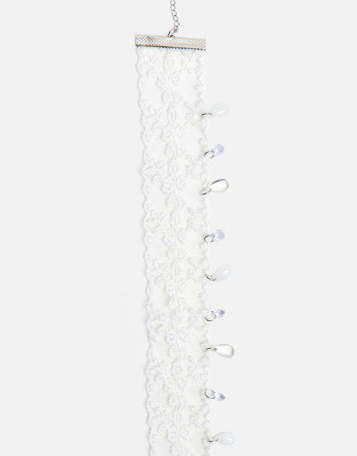 Public Desire Lace choker with embellished detail in ivory, 5 of 5