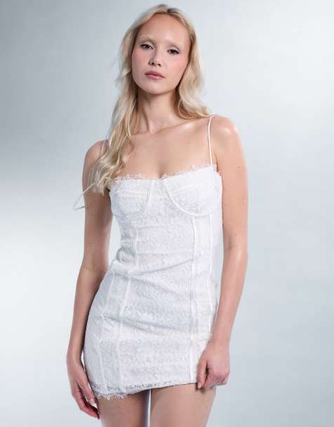 Public Desire Bridal Lace corset detail mini dress in ivory