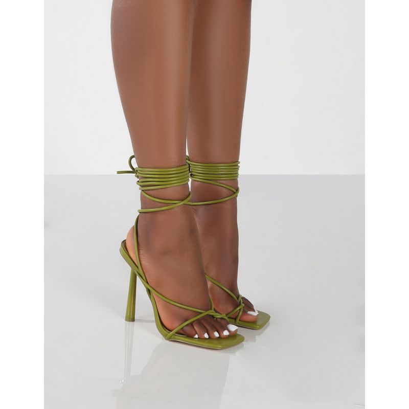 Scarpe con tacco Donna Public Desire - Lacey - Sandali con tacco a spillo allacciati verde oliva