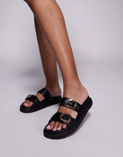 Public Desire Lapis double strap sandals in black - view 1