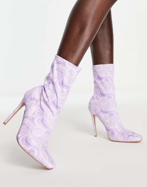 high heel boots purple