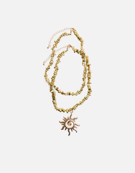Public Desire Layered sunshine necklace in gold - view 1