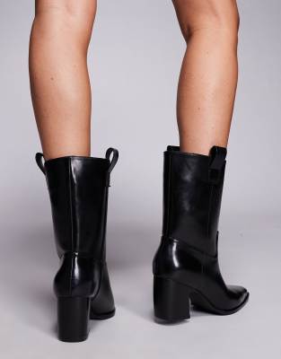 Public Desire Layleigh Curve Heel Ankle Boots In Black