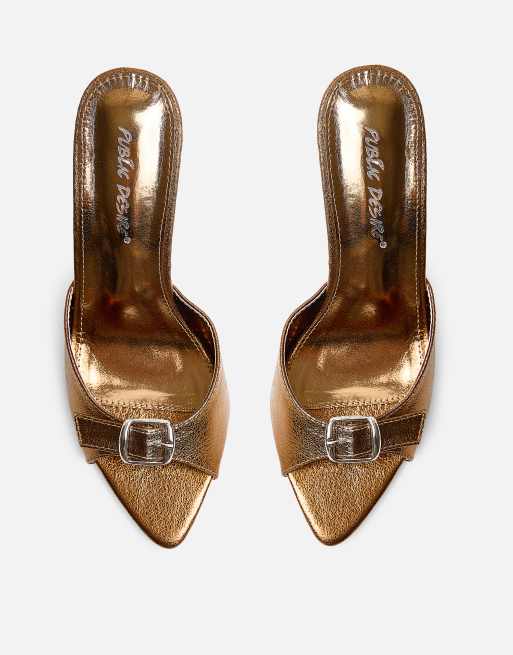 Public Desire Ledi metallic mule high heel in bronze, 2 of 4