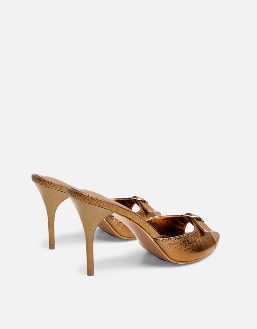 Public Desire Ledi metallic mule high heel in bronze, 3 of 4