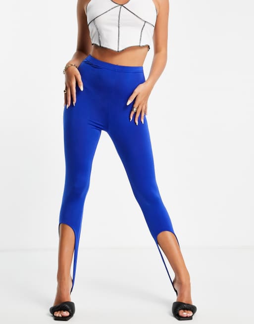 Public Desire - Legging met hoge taille en voetbandjes in kobaltblauw