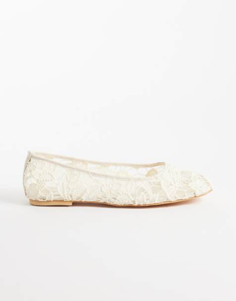 Public Desire Leola koronkowe balerinki w kolorze off white - view 1
