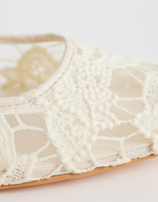 Public Desire Leola koronkowe balerinki w kolorze off white, 3 z 4