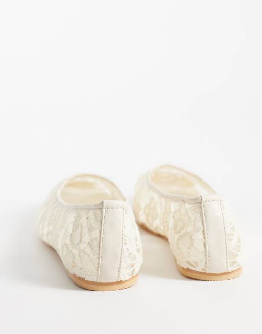 Public Desire Leola koronkowe balerinki w kolorze off white, 4 z 4