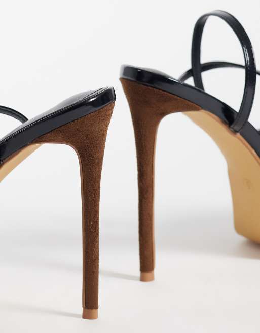 Public Desire Letitia platform heeled sandals in black and brown suedette, 4 of 4