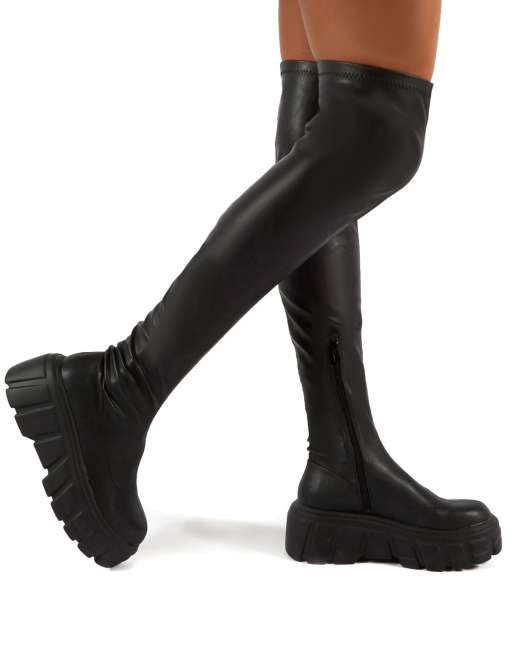 asos design katie chunky over the knee boots in black