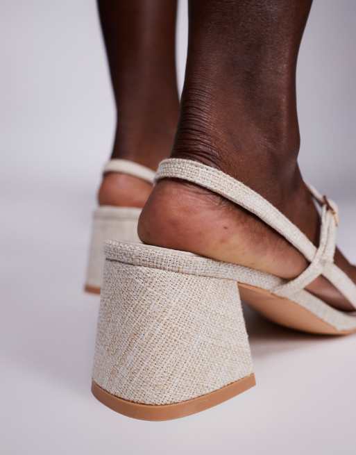 Public Desire – Logan – Sandaletten in Natur mit mittelhohem Blockabsatz, 3 von 4