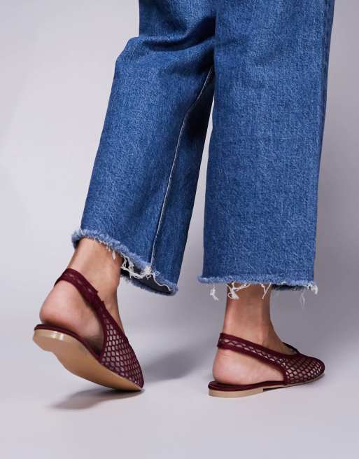 Public Desire Lost Angel high vamp sling back ballet flats in berry mesh
