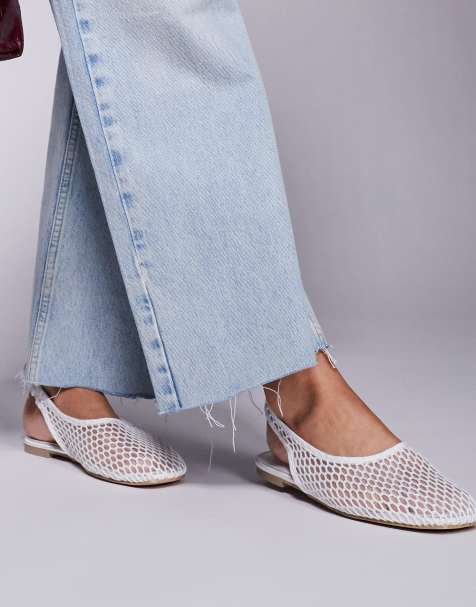 Public Desire Lost Angel high vamp sling back ballet flats in white mesh - view 1