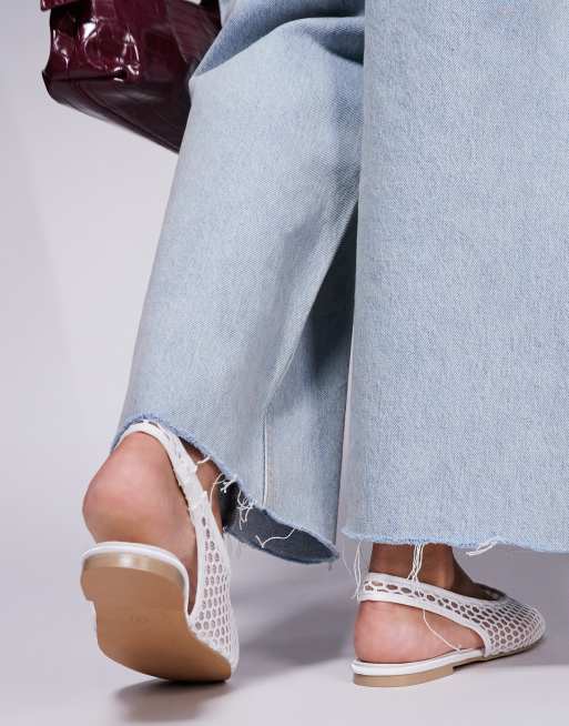 Public Desire - Lost Angel - Slingback ballerina's met brede pasvorm in wit mesh, 2 van 4