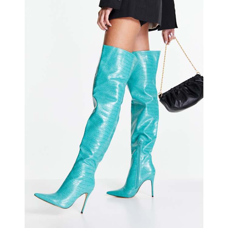 Teal over 2025 the knee boots