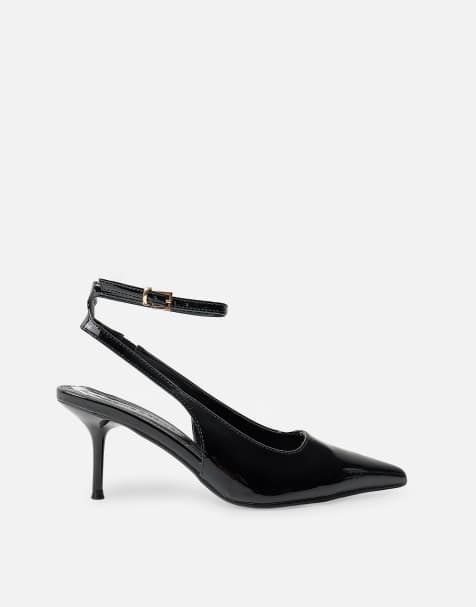 Public Desire Louis ankle strap court mid heels in black - view 1