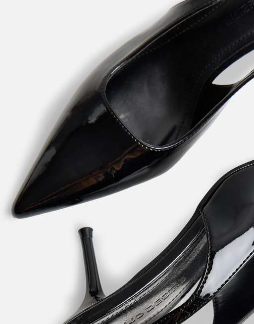 Public Desire Louis ankle strap court mid heels in black, 4 of 4