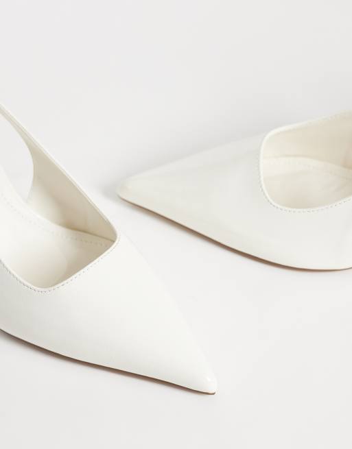 Public Desire Louis slingback schoenen met hak in gebroken wit lakleer, 2 van 4