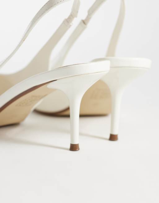 Public Desire Louis slingback schoenen met hak in gebroken wit lakleer, 4 van 4