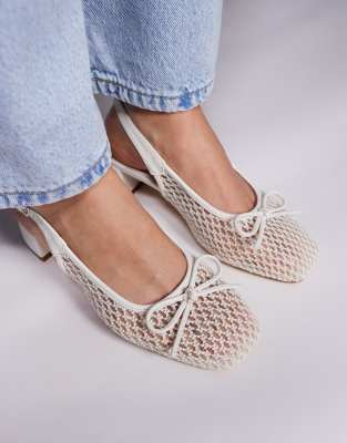 Public Desire Lover Heeled Ballet Shoes With Bow Detail