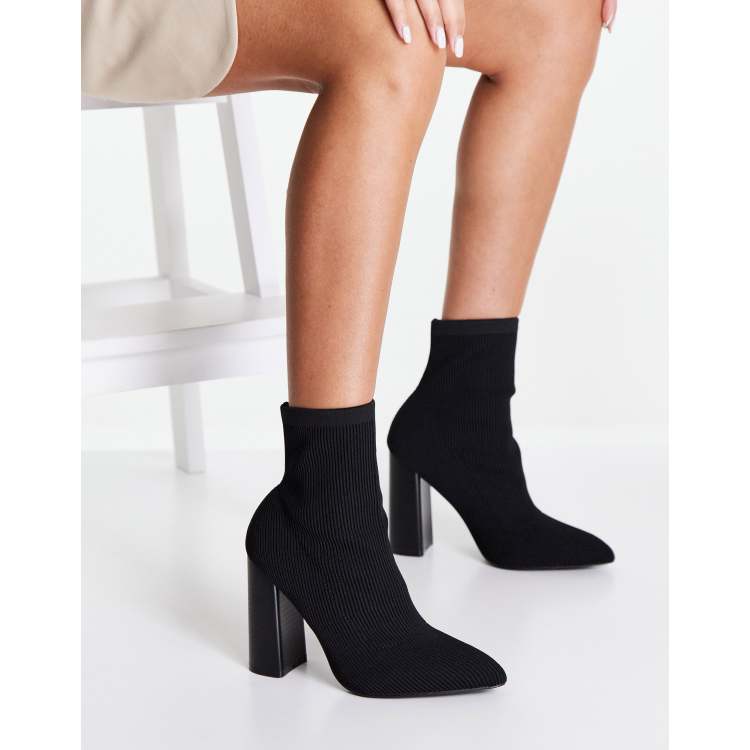 Public desire salt black block sale heel sock boots