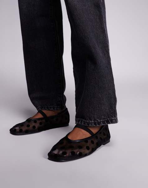 Public Desire - Lullaby - Ballerina's van zwart mesh met stippen - view 1