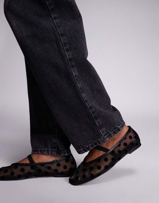 Public Desire Lullaby polka dot ballet flats in black mesh, 3 of 4