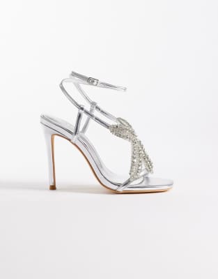 Public Desire Lumi Heeled Sandals With Embellished Starfish In Silver