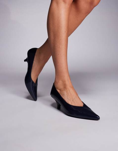 Public Desire Lunch Date low heel pumps in navy - view 1