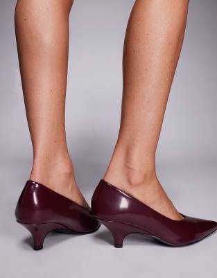 Public Desire Wide Fit Public Desire Lunch Date Wide Fit Low Heel Pumps In Red