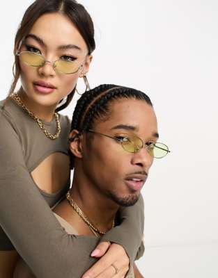 Public Desire - Lunettes de soleil à petits verres ovales - Jaune